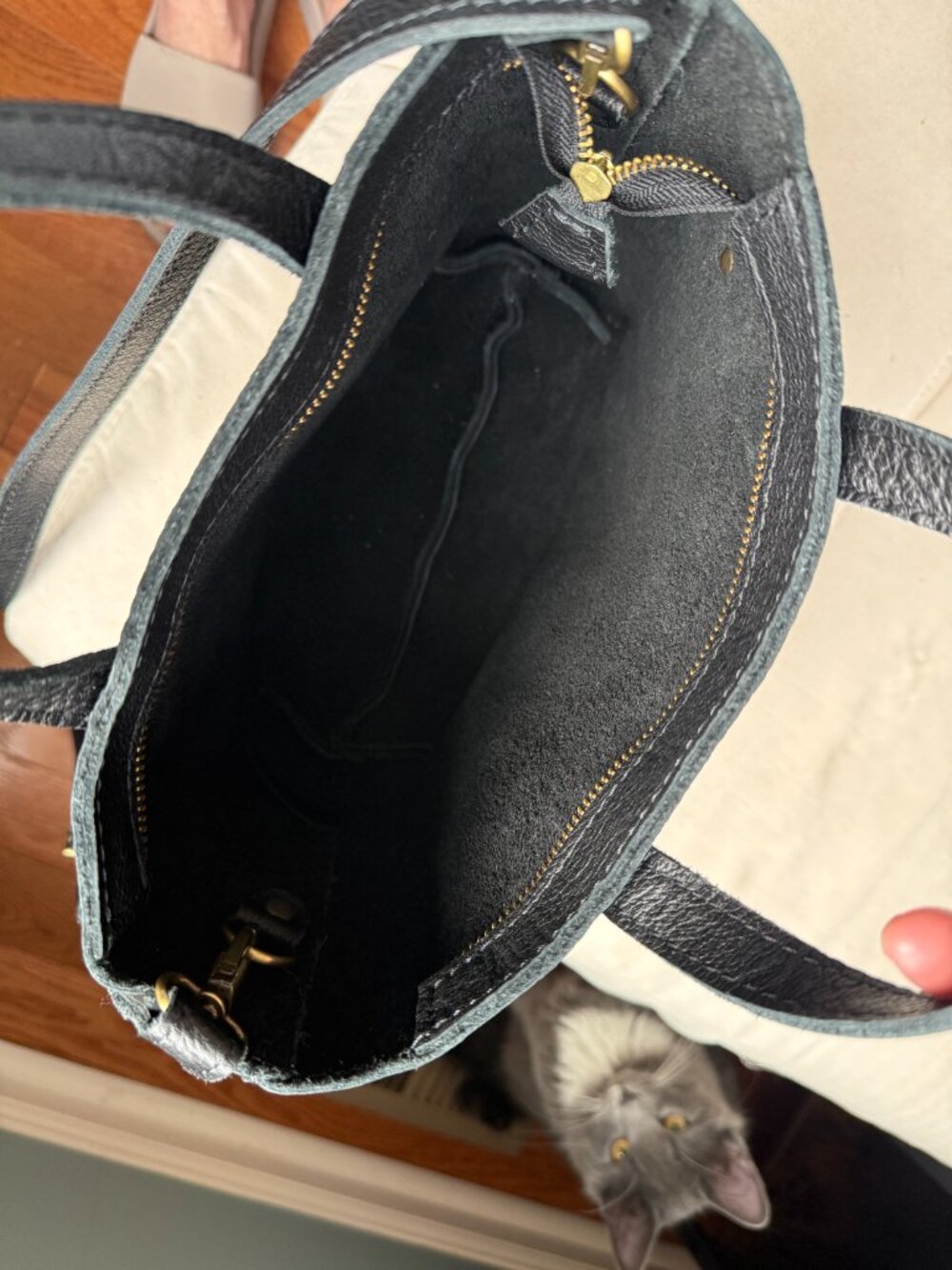 NWOT Portland Leather Goods Mini Crossbody Tote in Pebbled Black - Picture 5 of 5